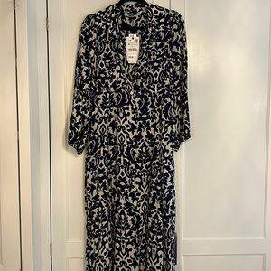 NWT Zara navy and white printed dress
